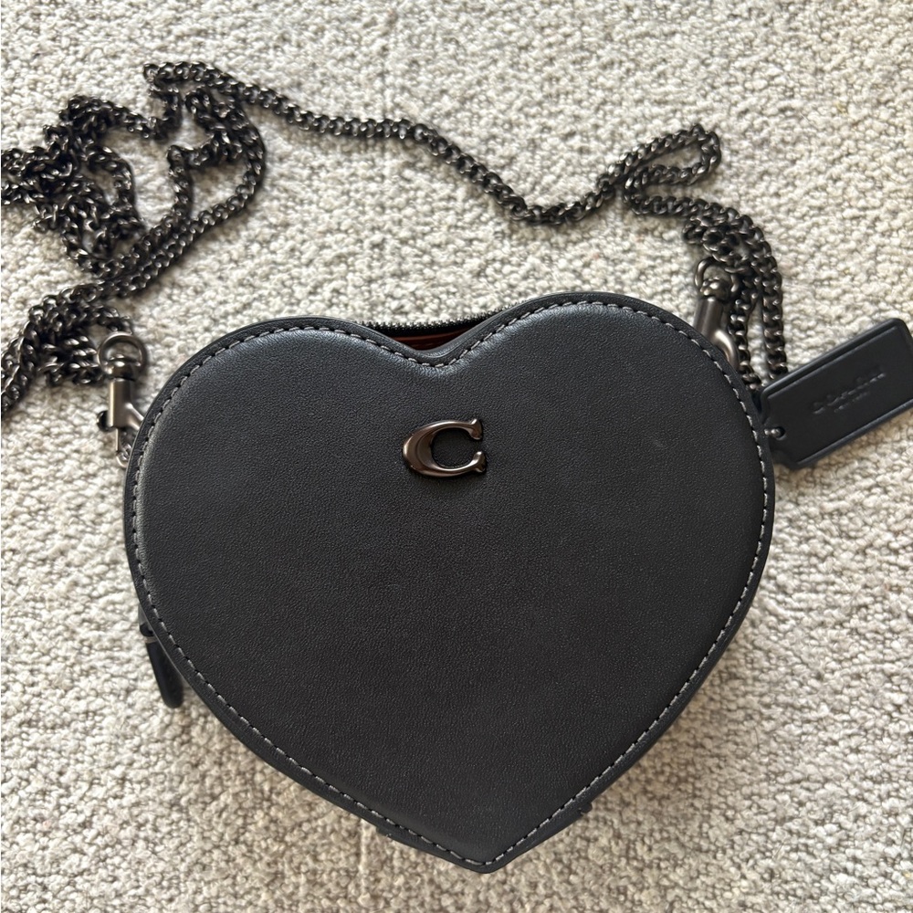 Coach Black Crossbody Heart Bag 14”